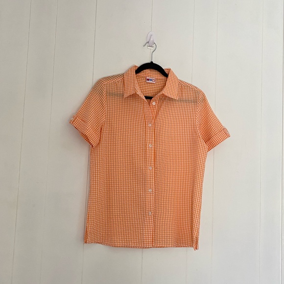 Vintage Tops - Vintage Orange Gingham Top